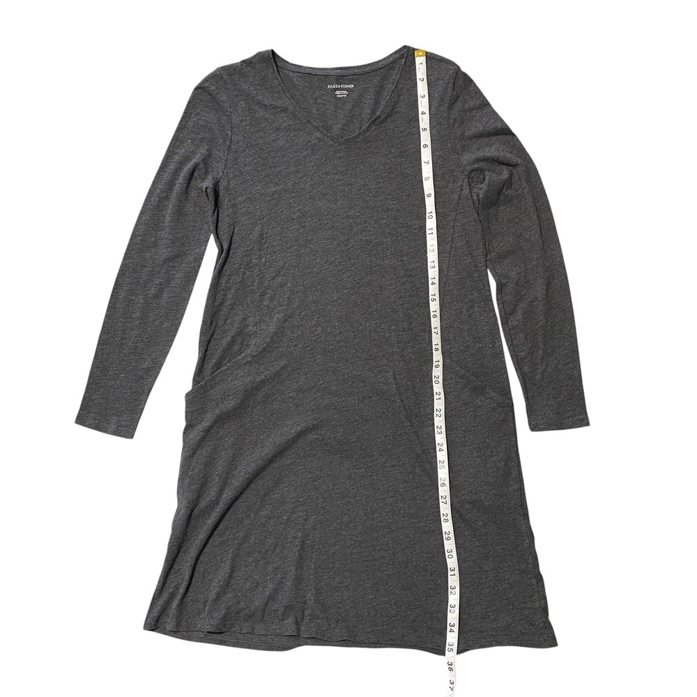 Eileen Fisher Charcoal Grey V-Neck Long Sleeve Tunic Dress with Pockets Size XXS - Picture 4 of 8